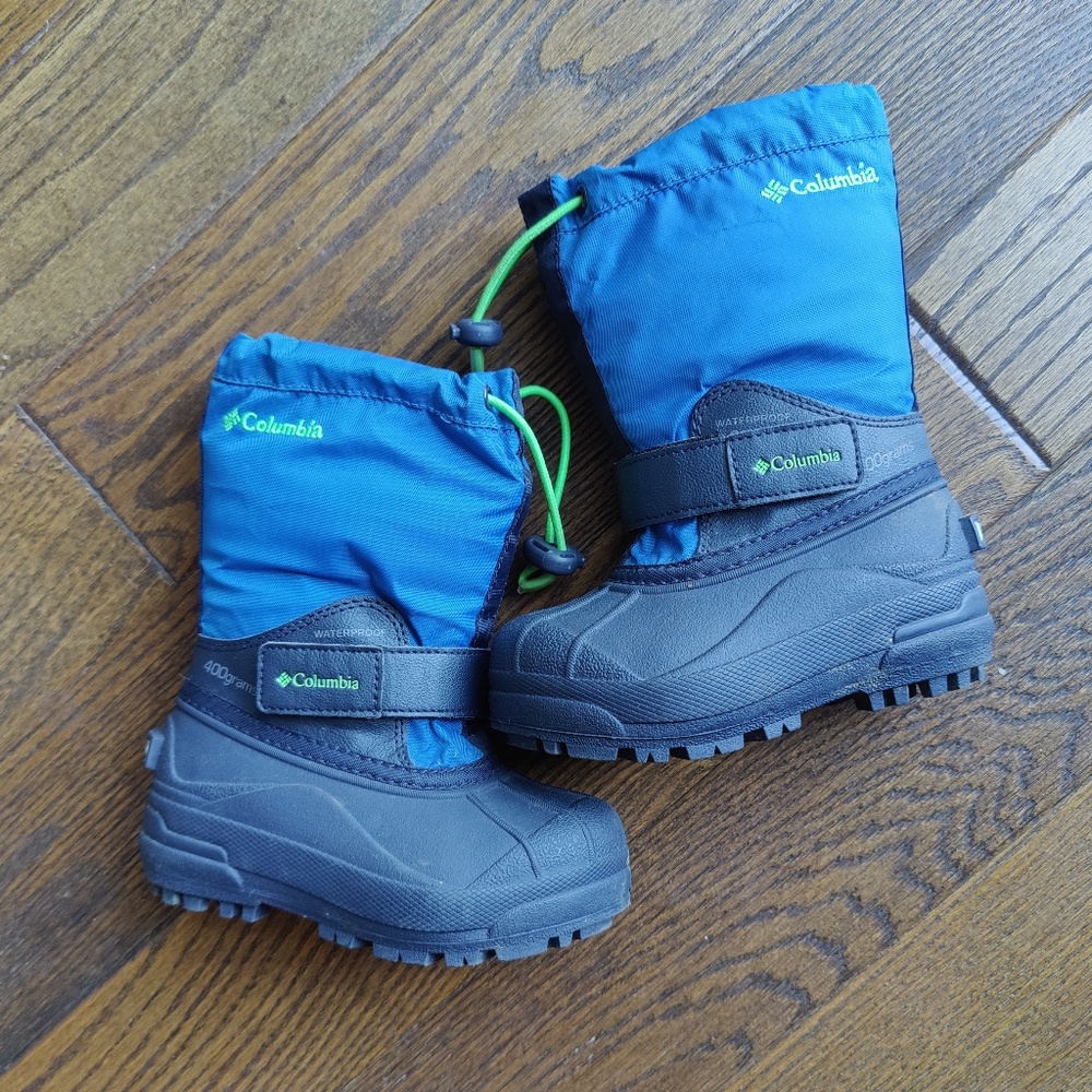 Columbia Toddler Boys Velcro Snow Boots - Navy and Blue, size 9